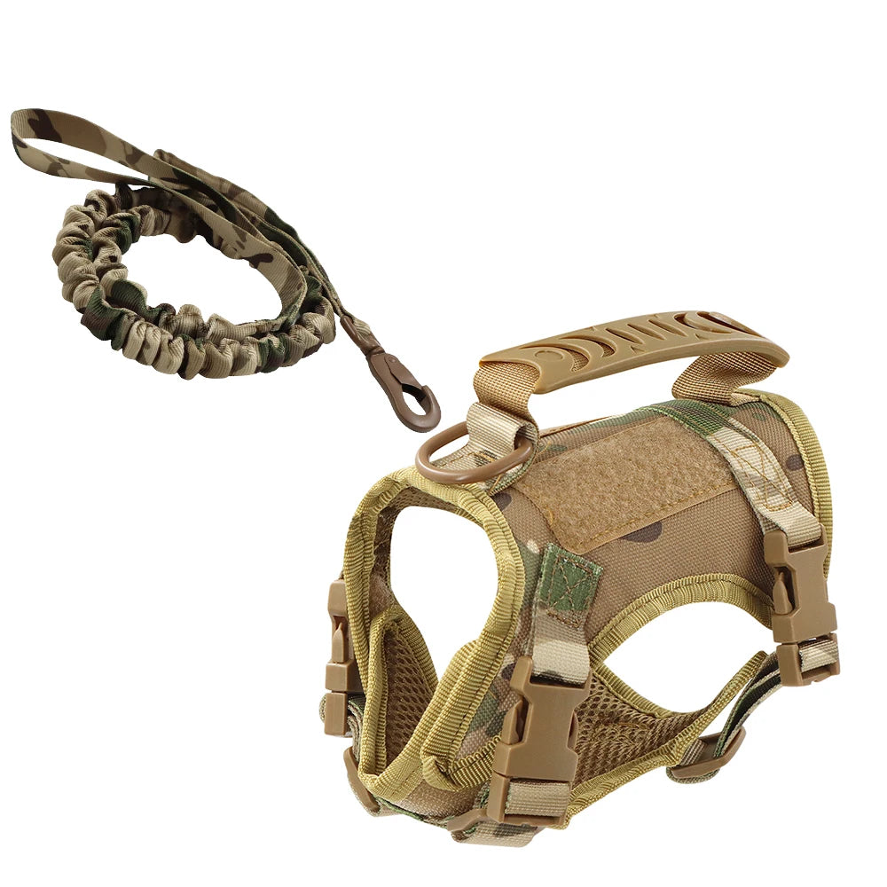 PetTravel Adjustable Tactical Harness and Leash Set for Puppies and Dogs