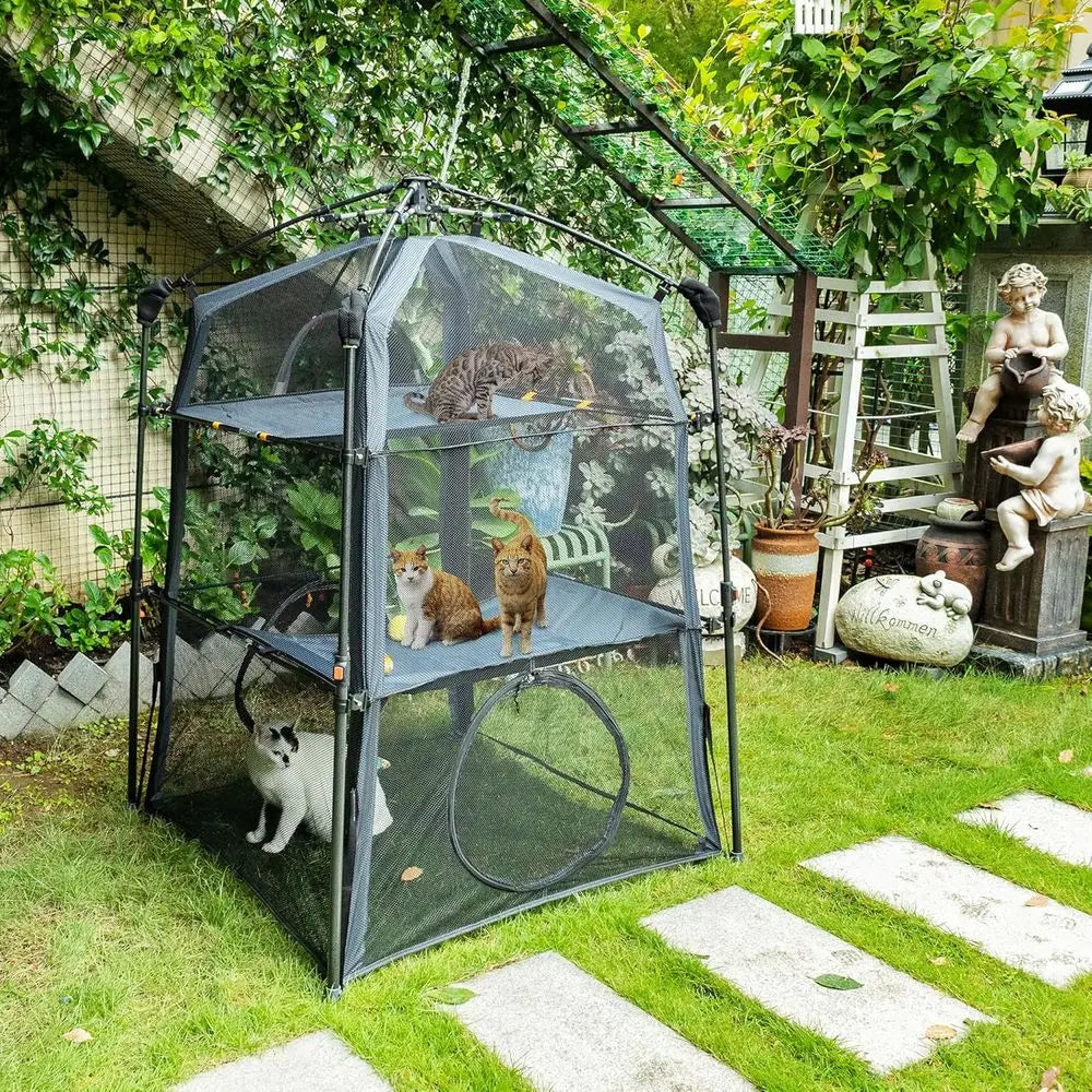 Foldable 3 Tier Cat Enclosure Catio For Indoor Outdoor Use