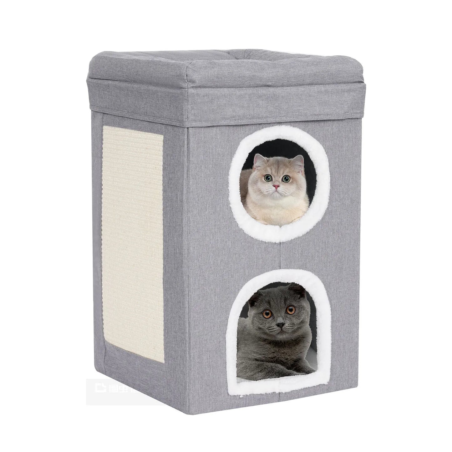 Foldable Modern Cat House Bed With Play Area Space Saving