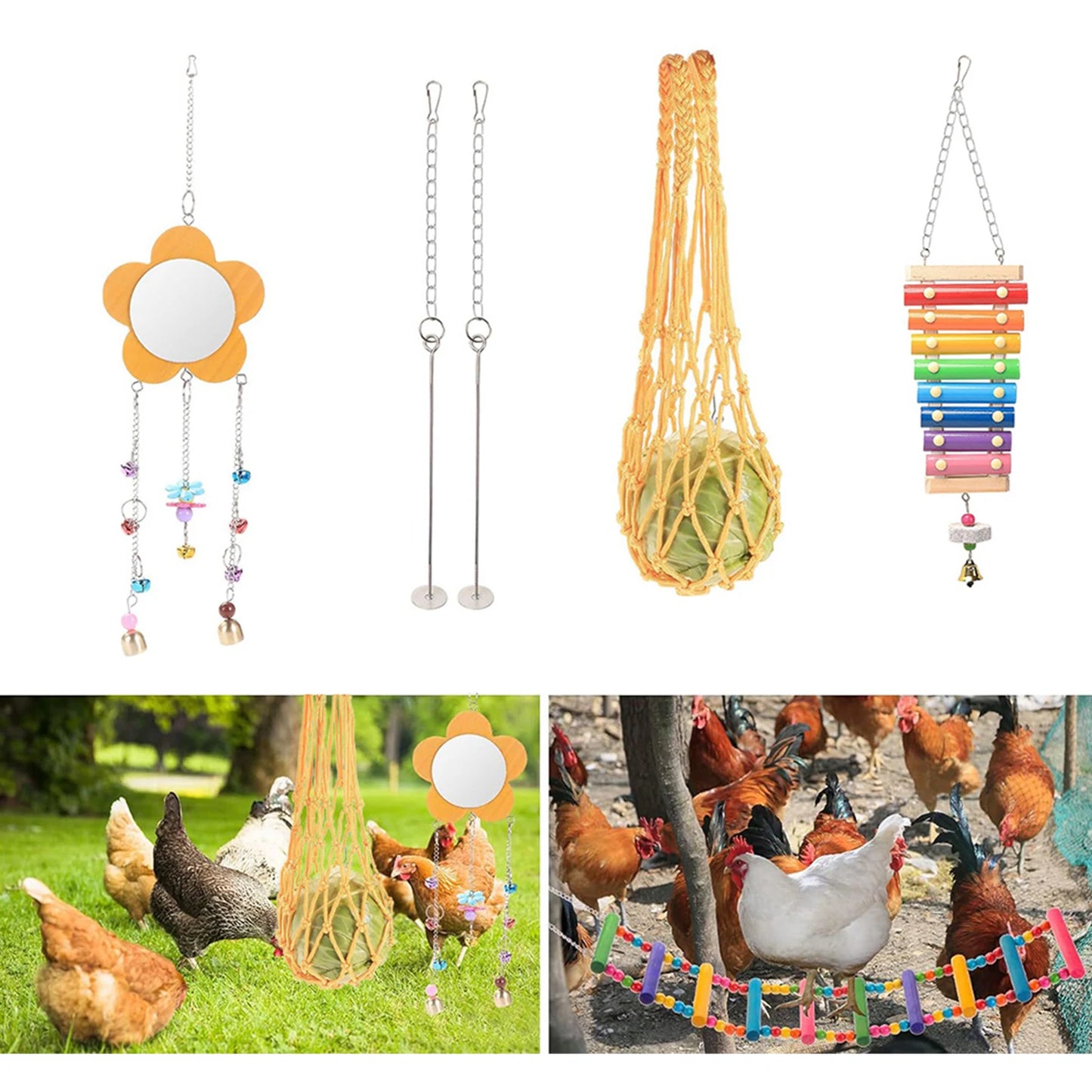 Chewing Foraging Toy With Wooden Hanging Feeder For Budgerigar Parakeet