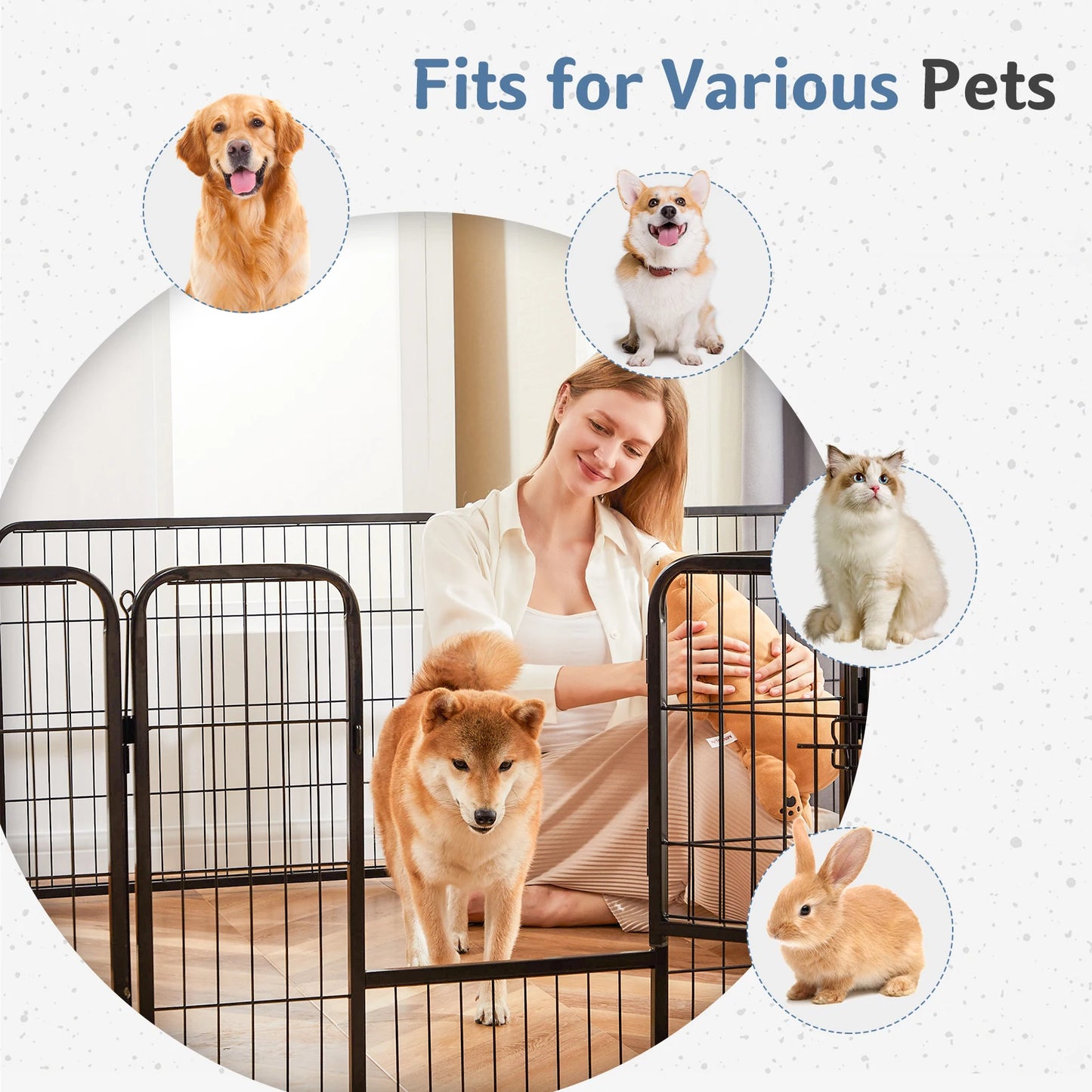 JHK 8 Panels Dog Playpen Metal Fence Foldable Outdoor