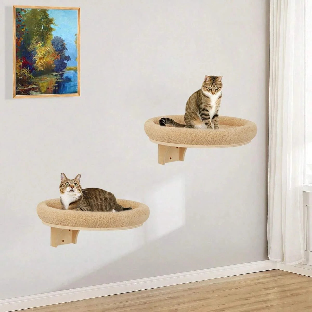 PETRAVEL Cat Wall Mounted Climbing Ladder Hammock Scratching Post