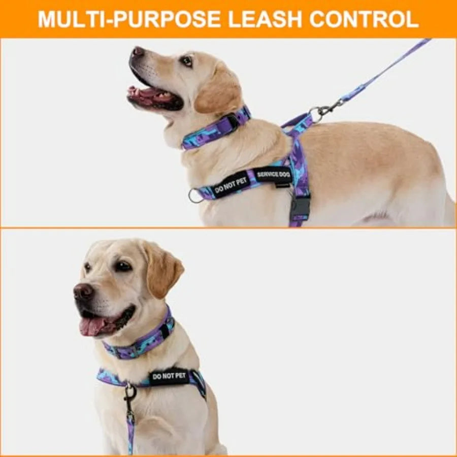 No Pull Dog Harness And Leash Set With Double Handle Car Seatbelt Clip
