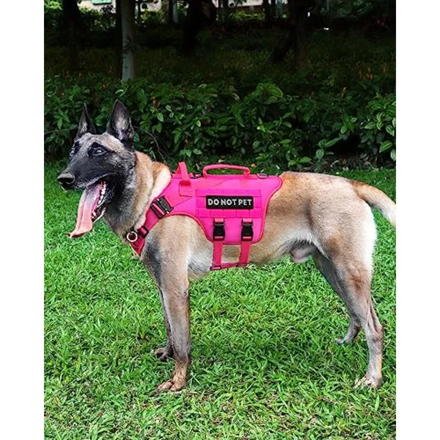Tactical Dog Harness Service Vest For Large Breed With MOLLE