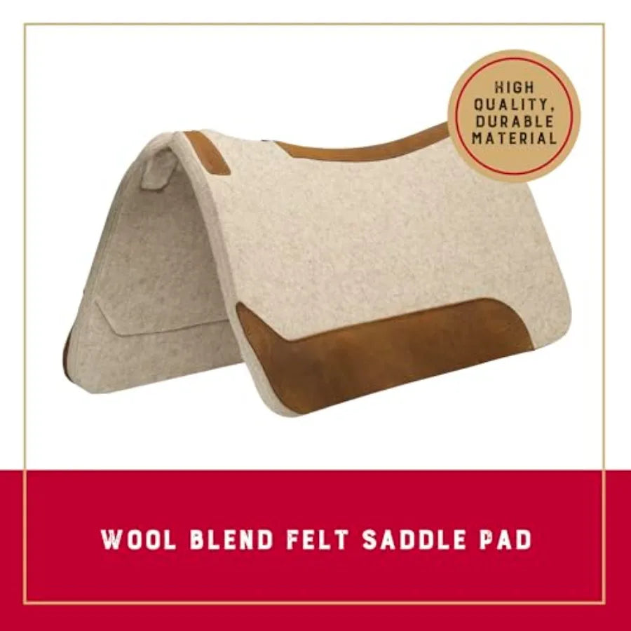 Western Saddle Pad for Horses Contoured Wool Felt Blend Shock Absorbing