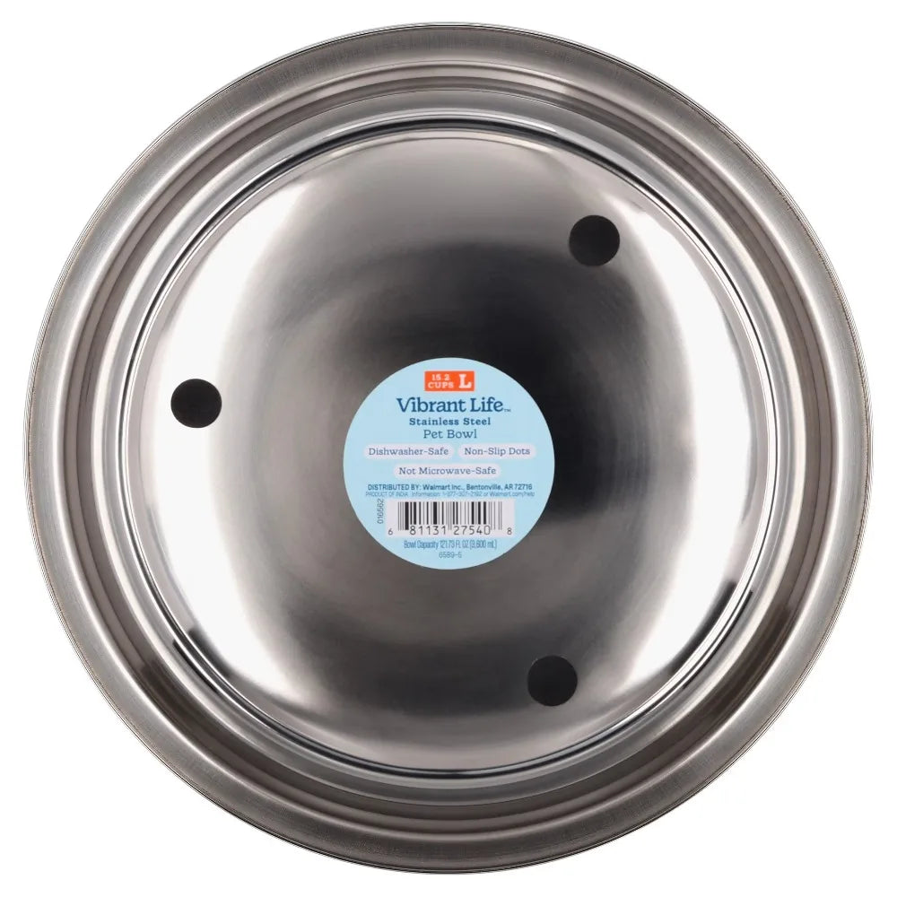 Vibrant Life Stainless Steel Pet Bowl for Dogs and Cats