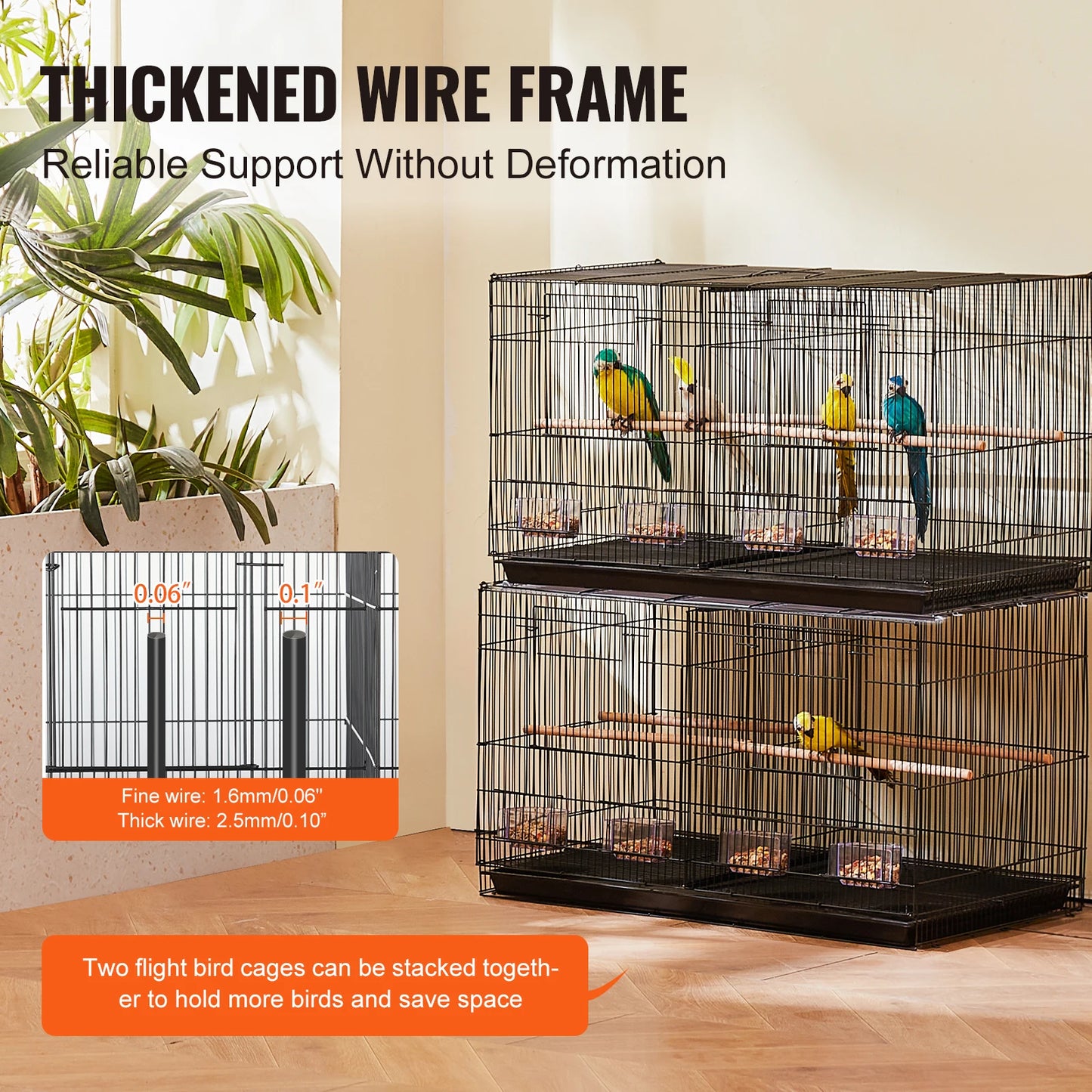 SucceBuy Stackable Flight Bird Cage With Divider For Small Birds Travel Cage
