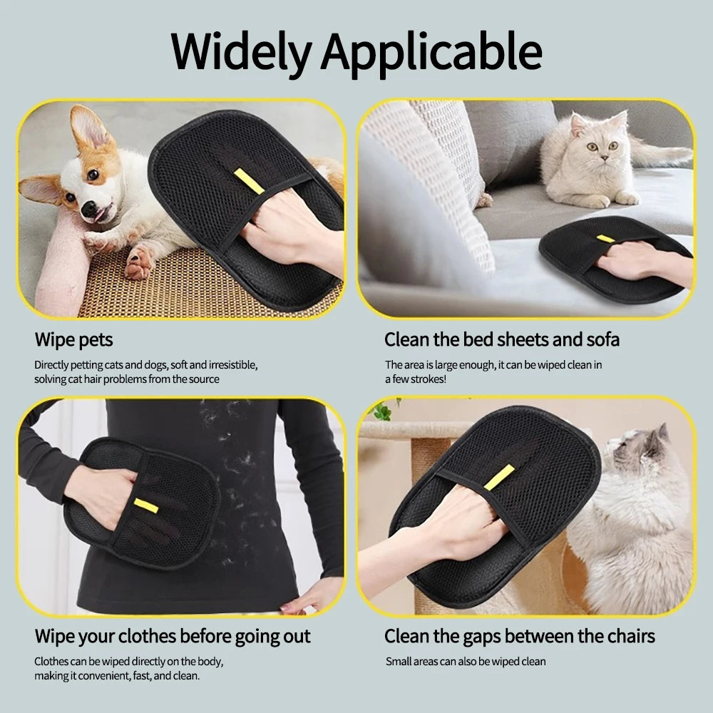 NONECN Double Sided Pet Hair Removal Gloves Dogs Cats Furniture