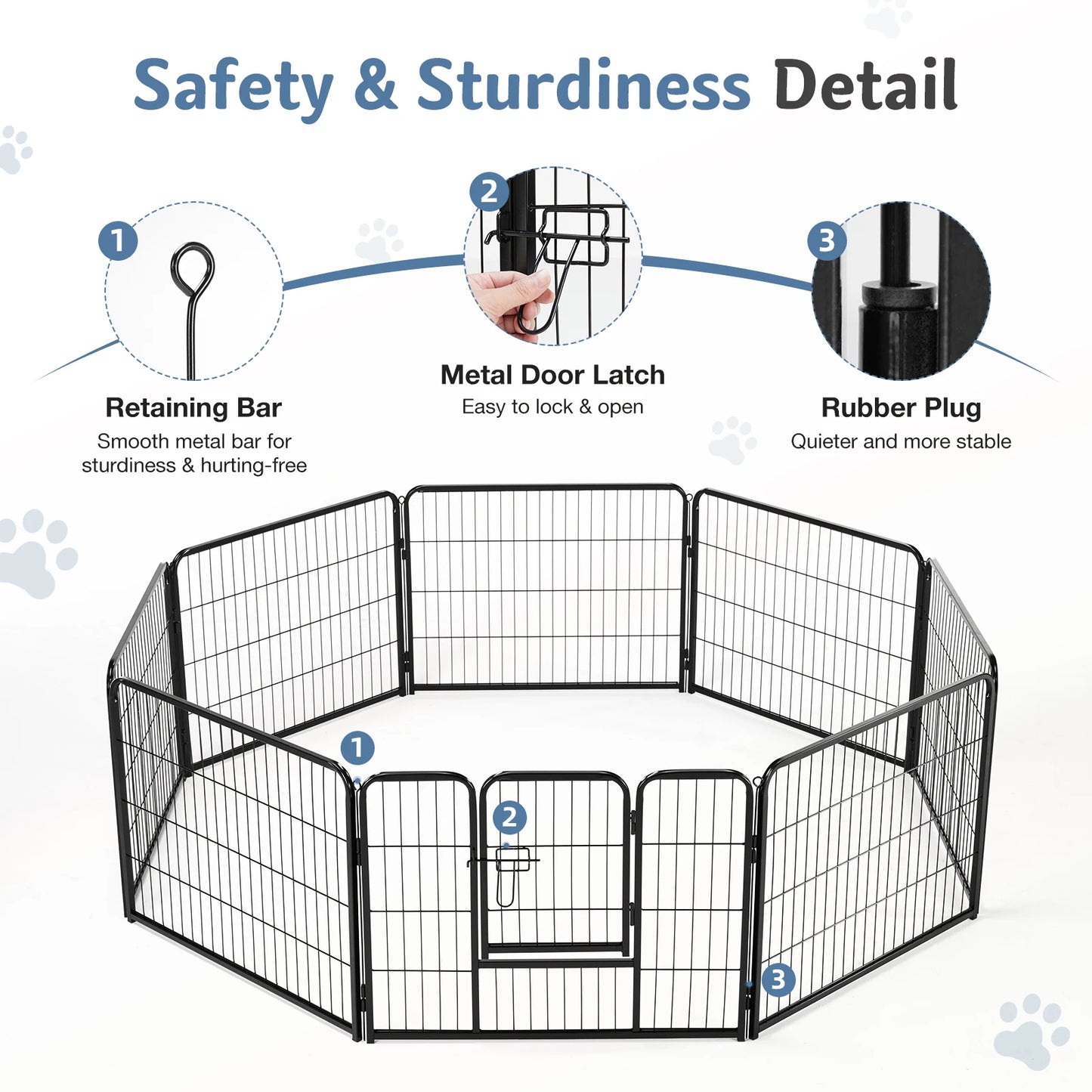 JHK 8 Panels Dog Playpen Metal Fence Foldable Outdoor