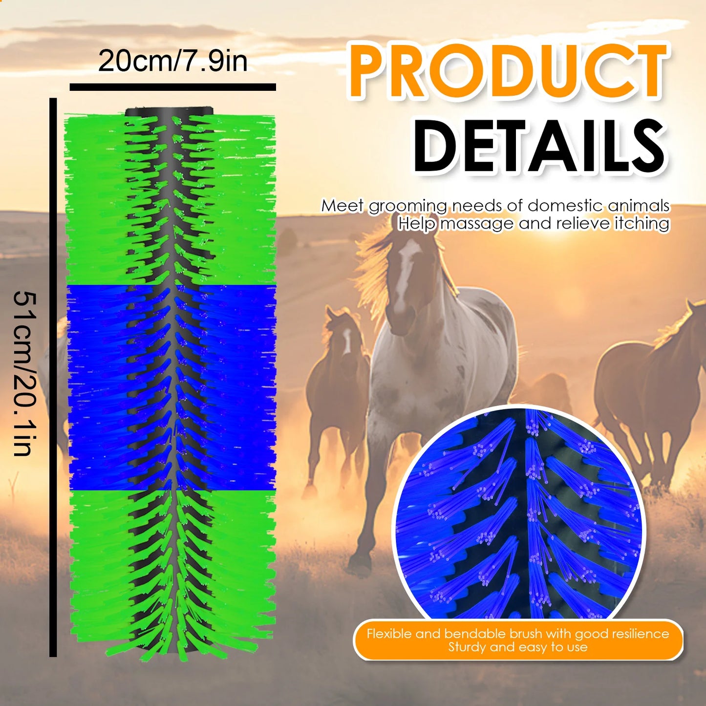 Flexible Heavy Duty Livestock Scratching Brush For Horses And Goats