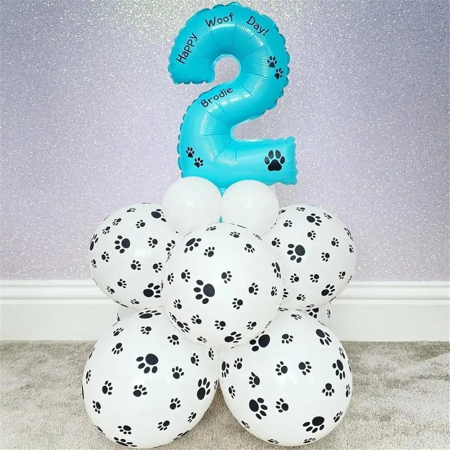 Puppy Theme Birthday Balloons With Dog Paw Prints Party Decorations