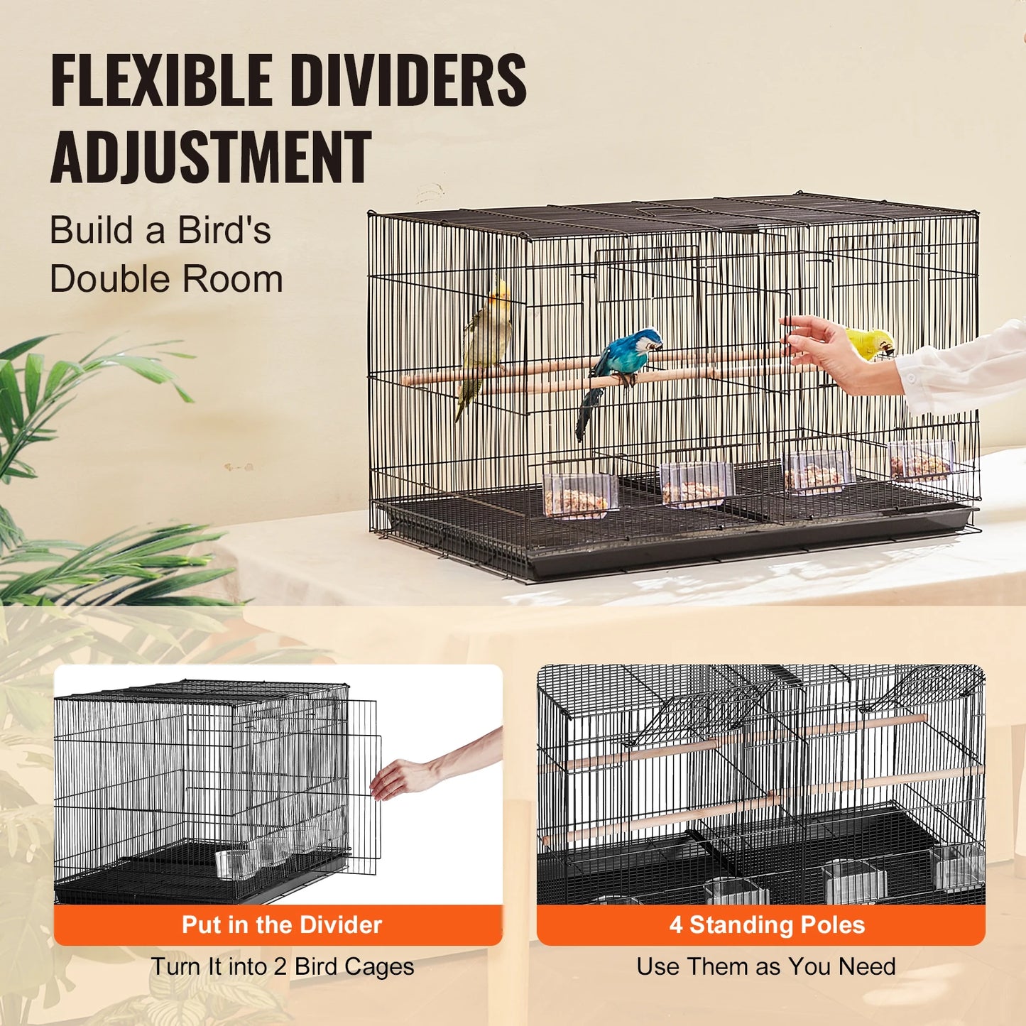 SucceBuy Stackable Flight Bird Cage With Divider For Small Birds Travel Cage