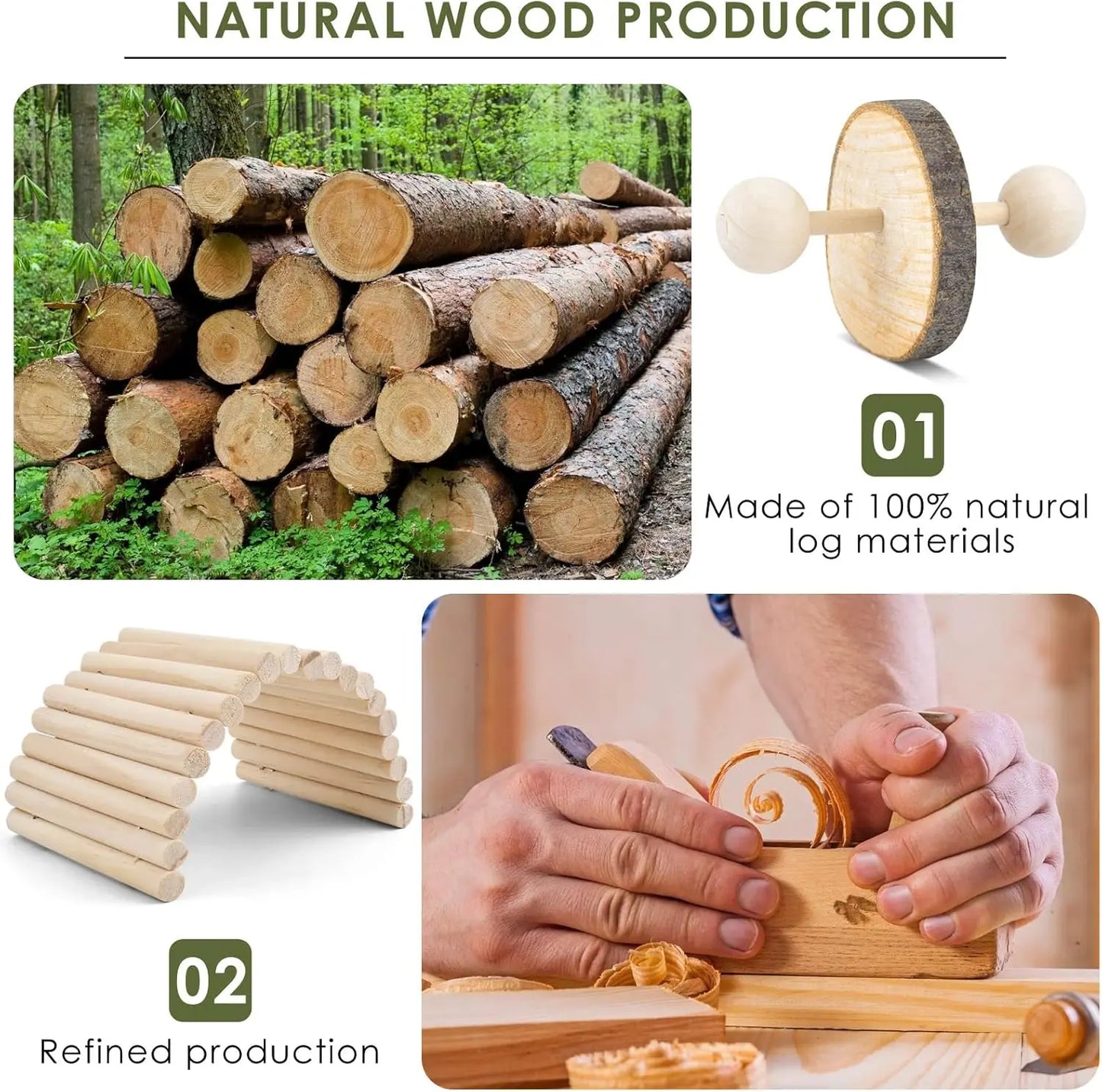 12 Pack Natural Wooden Hamster Chew Toys For Small Pets