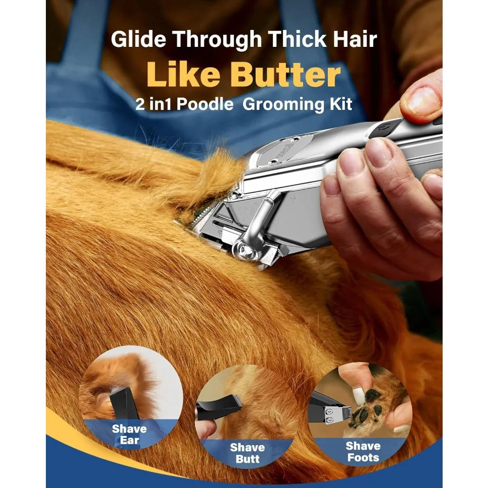 XMSJ Dog Grooming Kit Thick Hair Low Noise Cordless Clippers