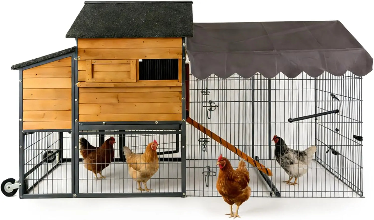Mobile Chicken Coop With Run And Wheels Iron Frame
