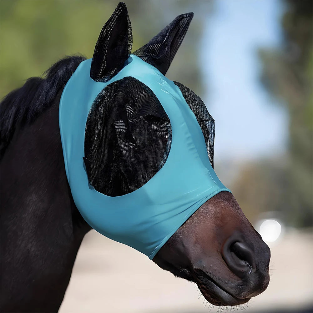 Anti Fly Stretchy Knitted Mesh Mask For Horse Ears Equestrian