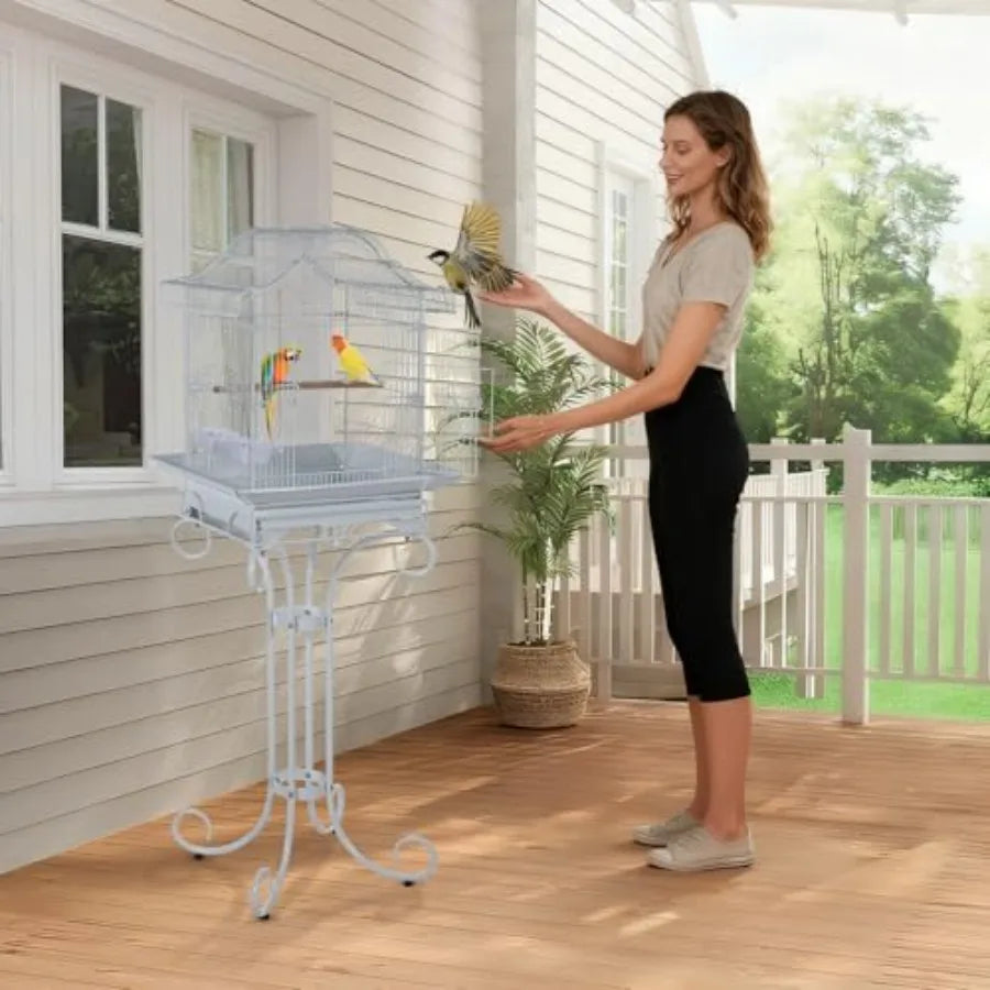 Decorative Iron Bird Cage With Stand For Parrots And Budgies