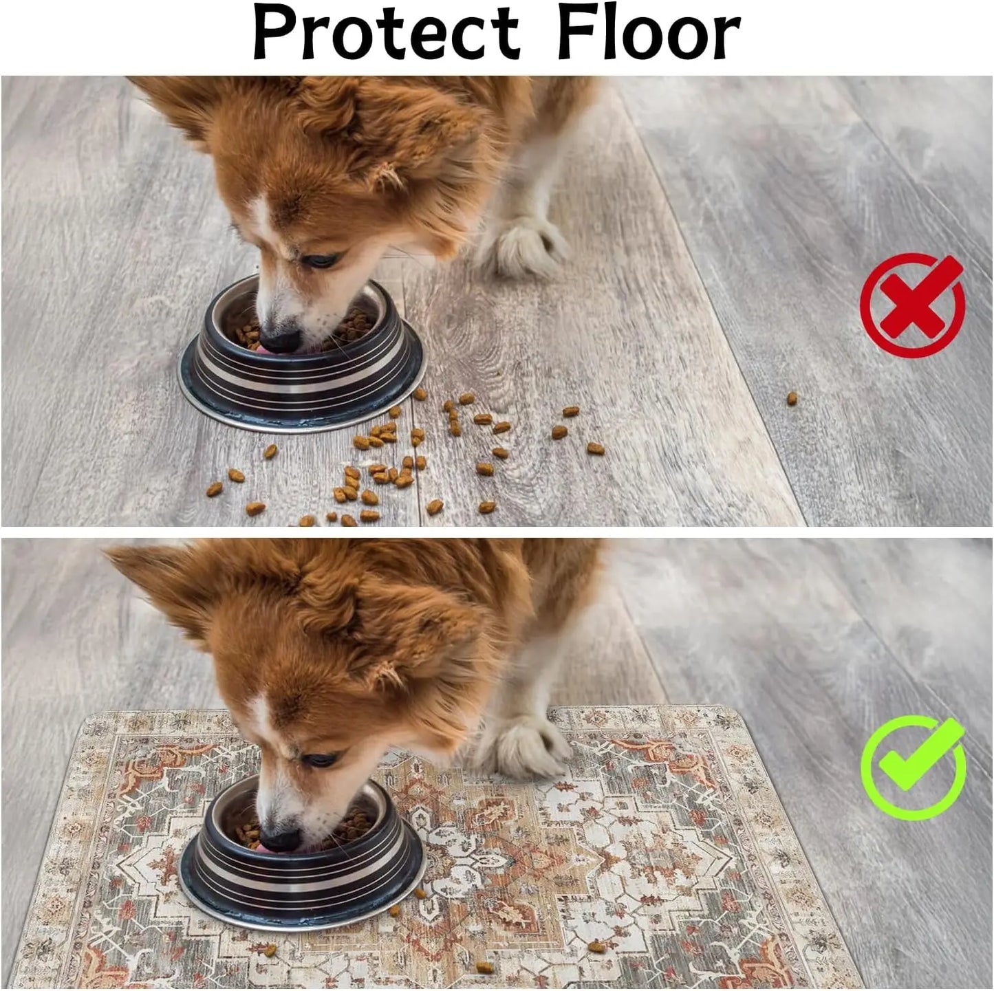 Absorbent Dog Food Mat For Floor Quick Dry Waterproof