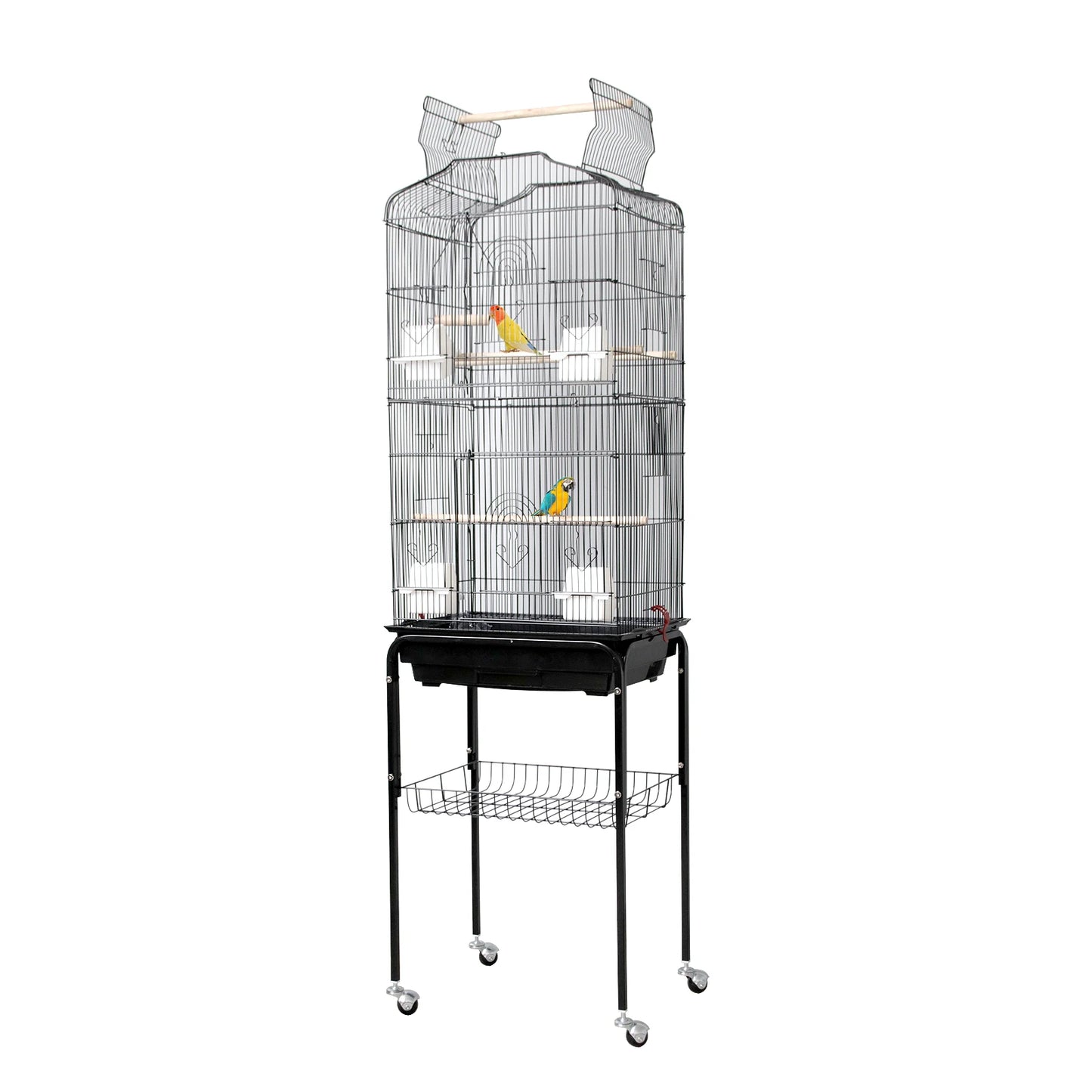 HiMISS Bird Cage With Rooftop Play Stand And Sliding Tray