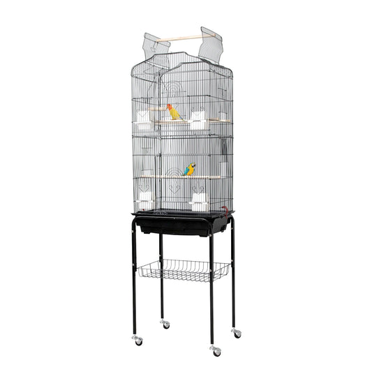 HiMISS Bird Cage With Rooftop Play Stand And Sliding Tray