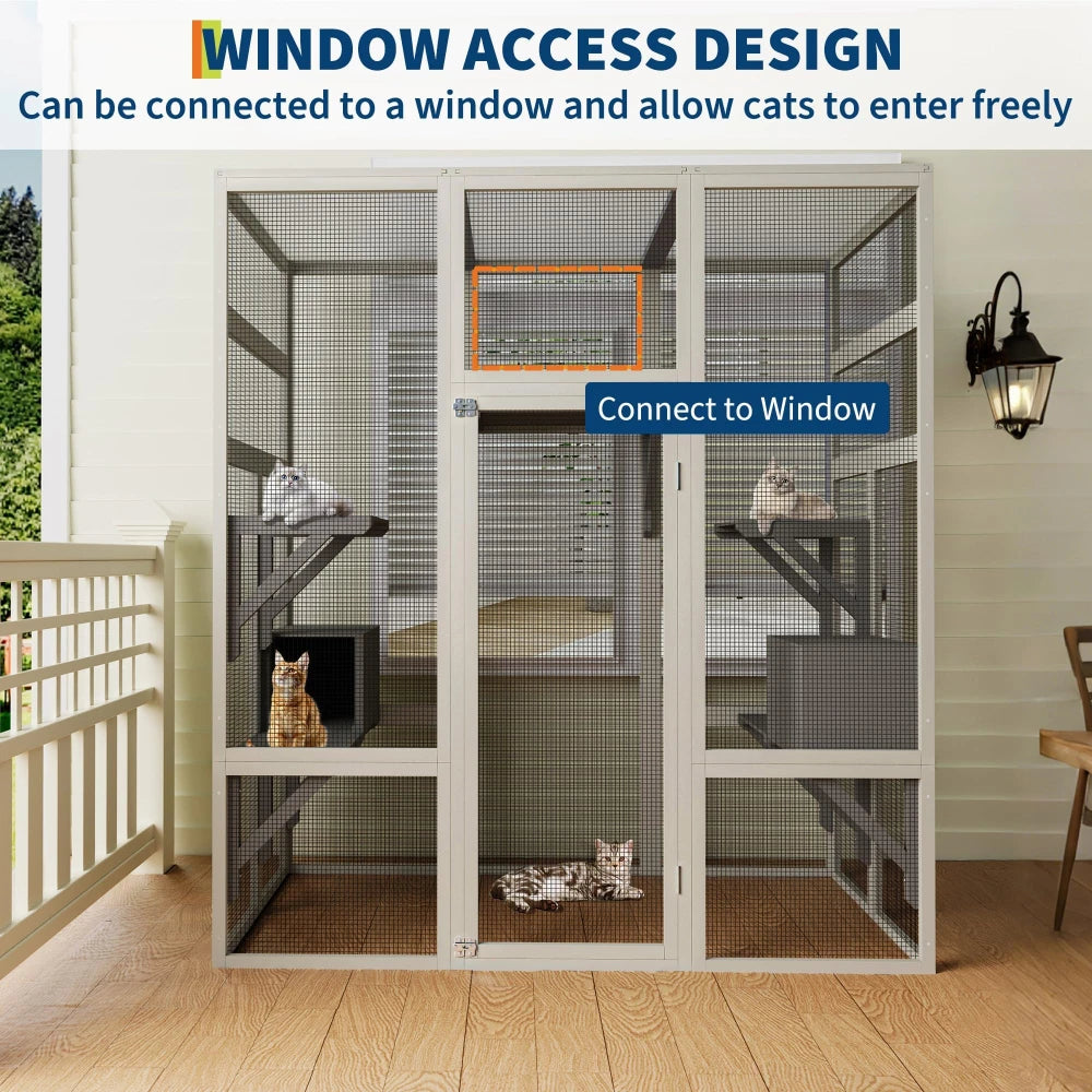 HiMIS Walk In Catio Outdoor Cat House Waterproof Enclosure