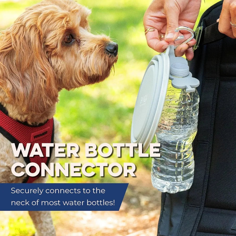 Collapsible Dog Water Bowl With Carabiner Clip Silicone Travel Dish Dishwasher Safe