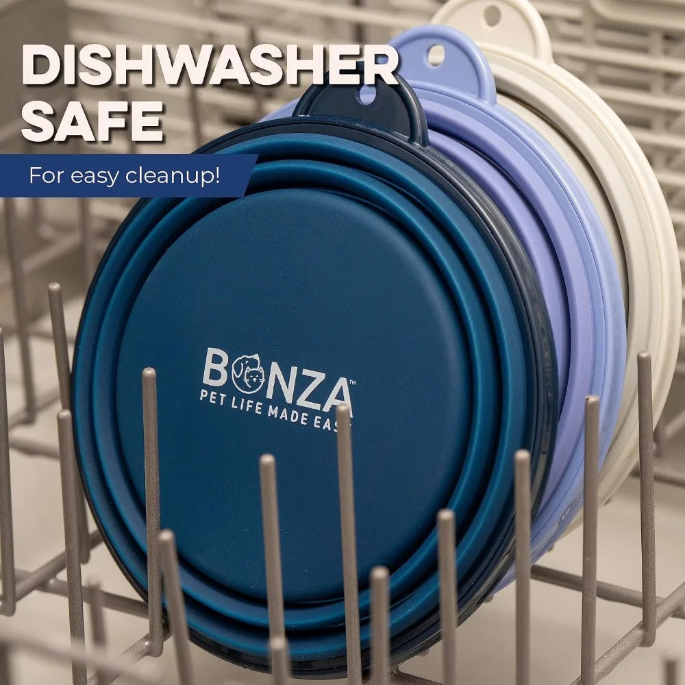 Collapsible Dog Water Bowl With Carabiner Clip Silicone Travel Dish Dishwasher Safe
