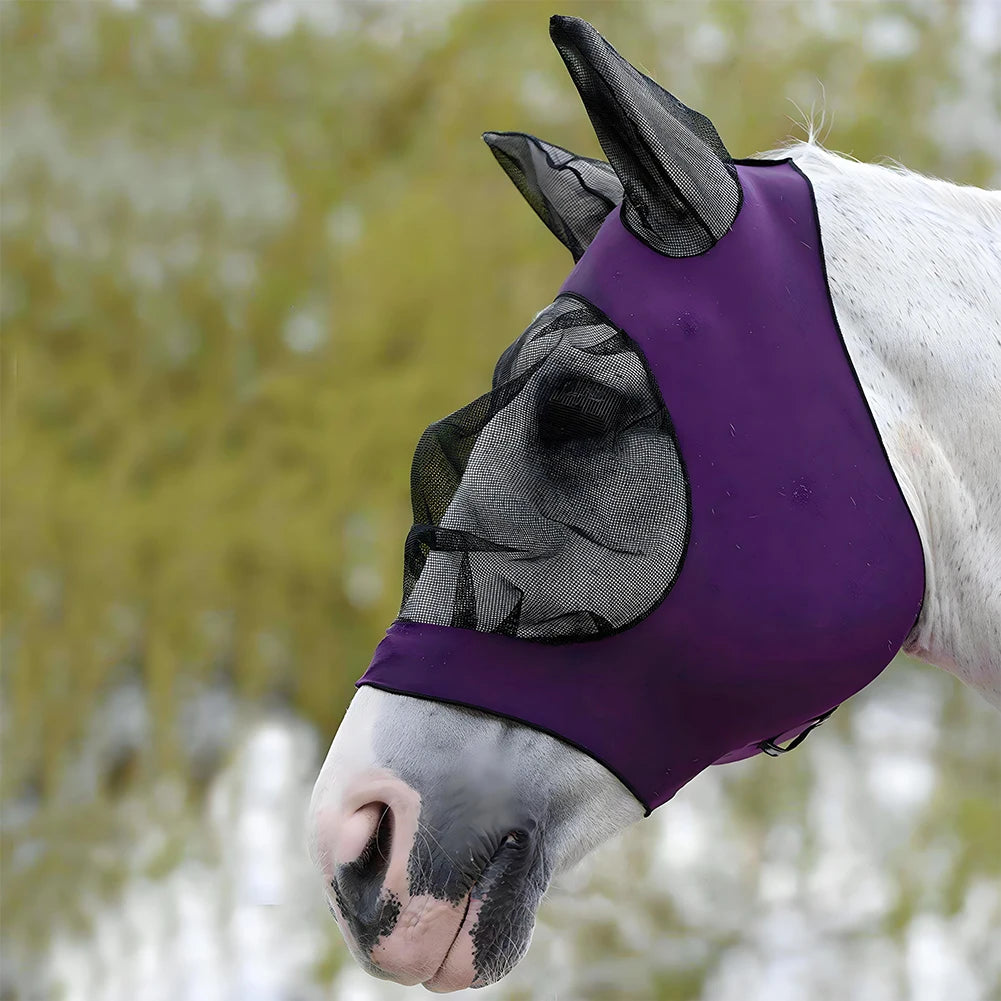 Anti Fly Stretchy Knitted Mesh Mask For Horse Ears Equestrian