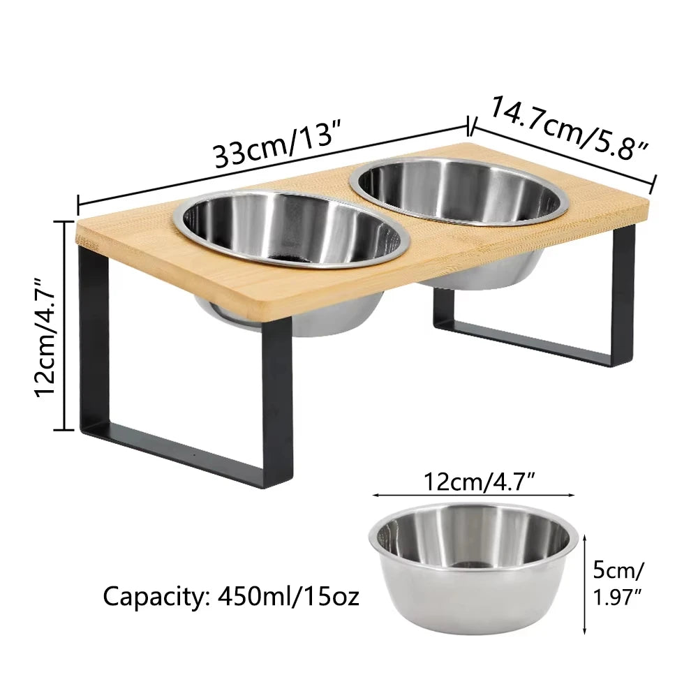 Elevated Cat Bowls 15 Degree Tilt With Stand Stainless Bowls