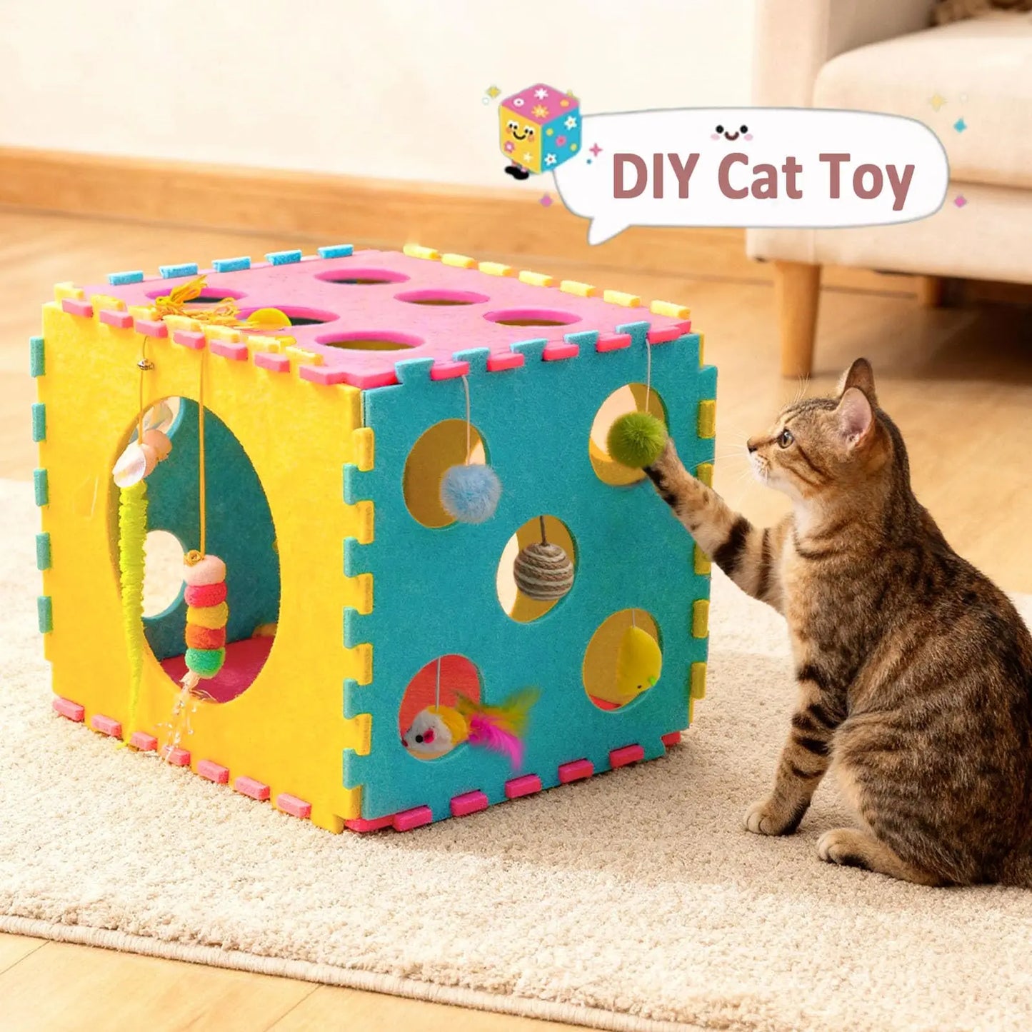 PETRAVELCN Cat House With 40 Toys Bed Cave For Cats
