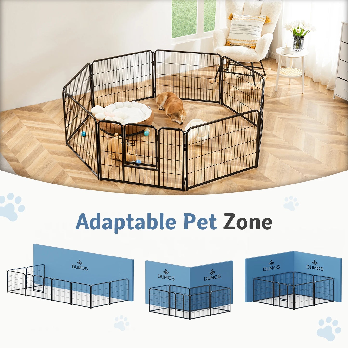 JHK 8 Panels Dog Playpen Metal Fence Foldable Outdoor