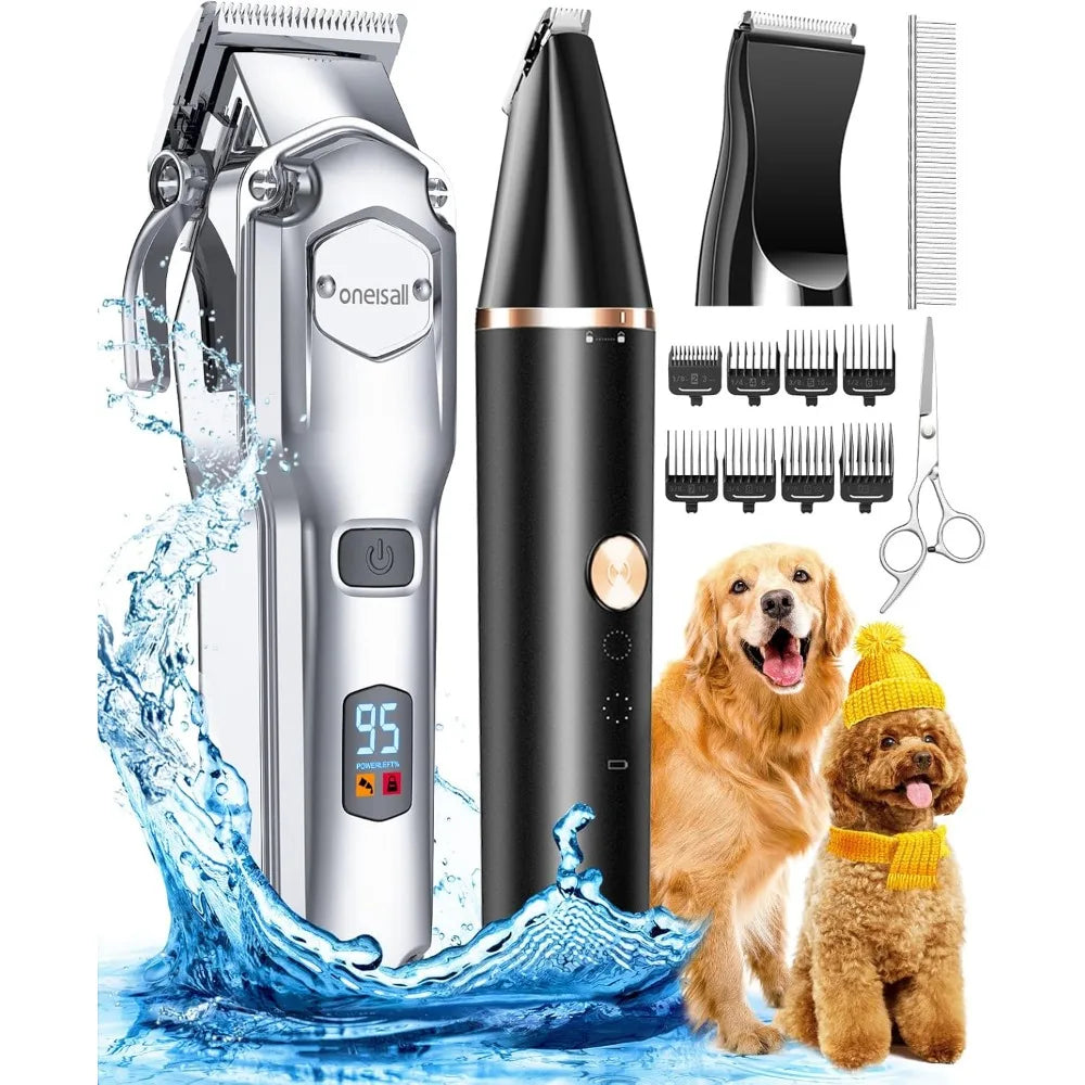 XMSJ Dog Grooming Kit Thick Hair Low Noise Cordless Clippers