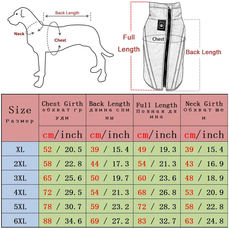 Waterproof Dog Coat Padded Fleece Jacket Reflective Safety For Dogs