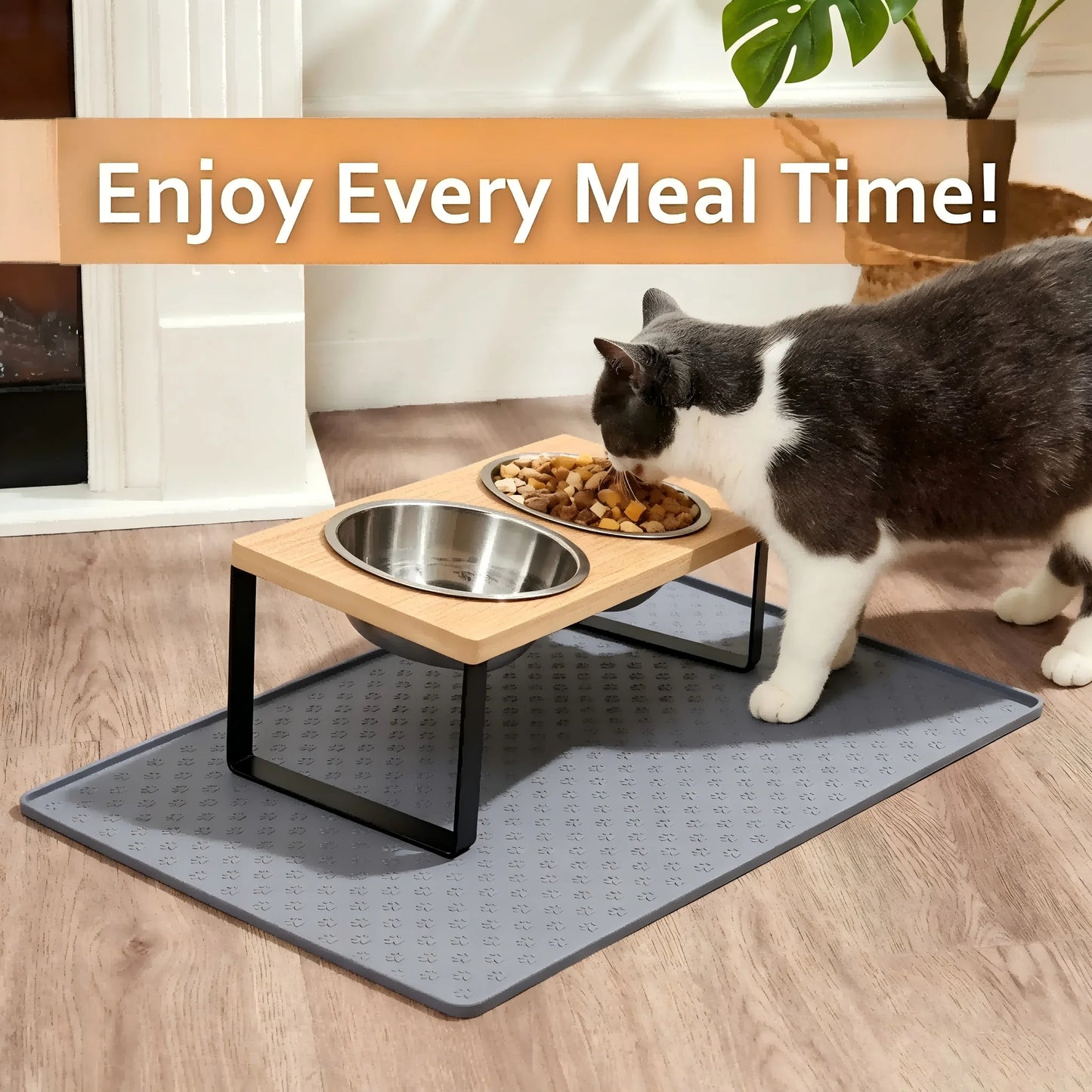 Elevated Cat Bowls 15 Degree Tilt With Stand Stainless Bowls