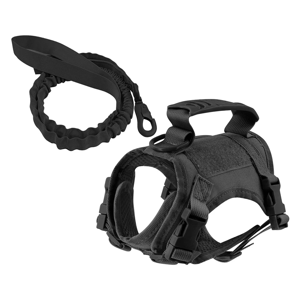 PetTravel Adjustable Tactical Harness and Leash Set for Puppies and Dogs