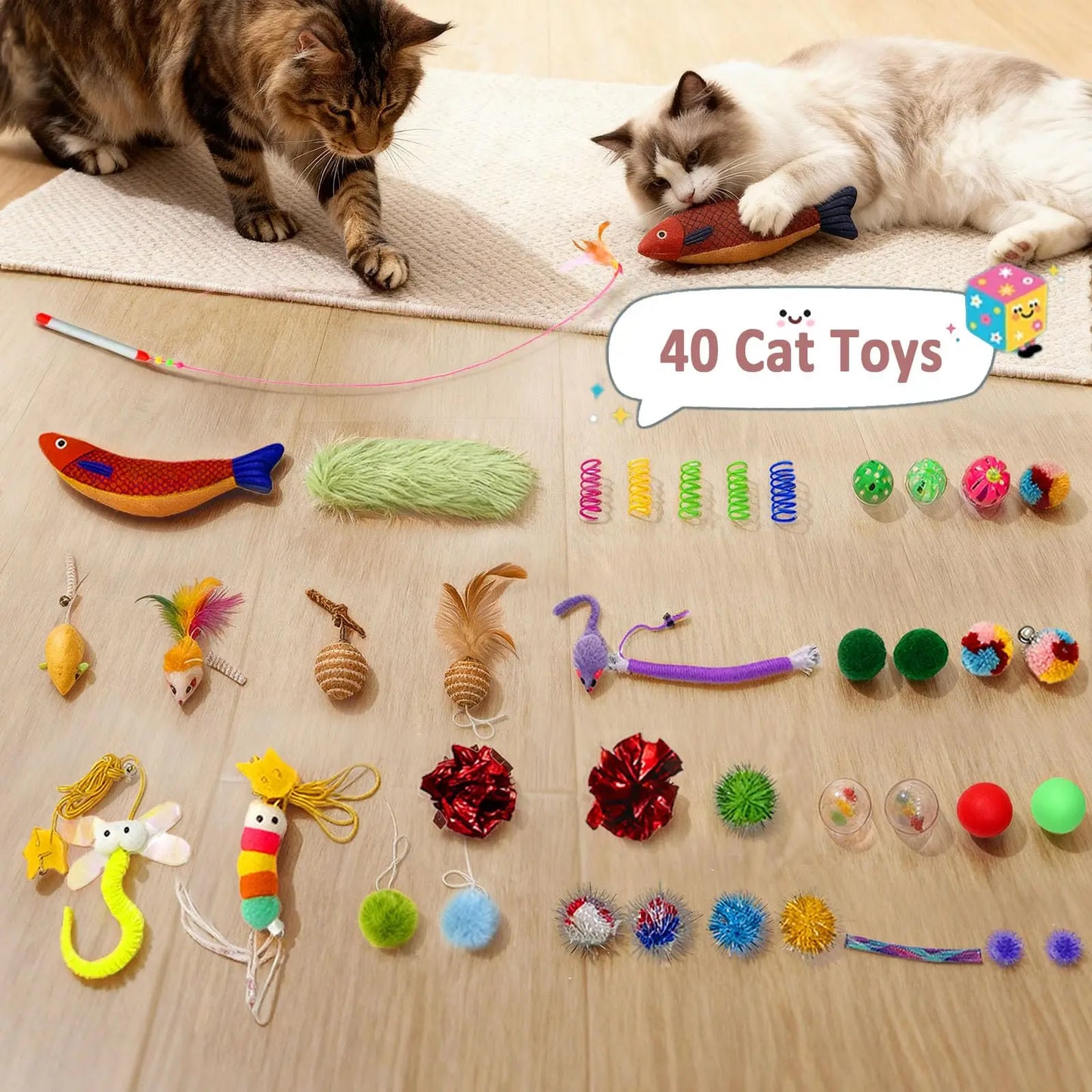 PETRAVELCN Cat House With 40 Toys Bed Cave For Cats
