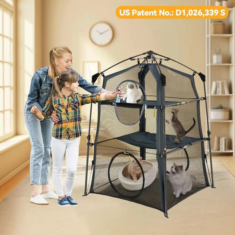 Foldable 3 Tier Cat Enclosure Catio For Indoor Outdoor Use