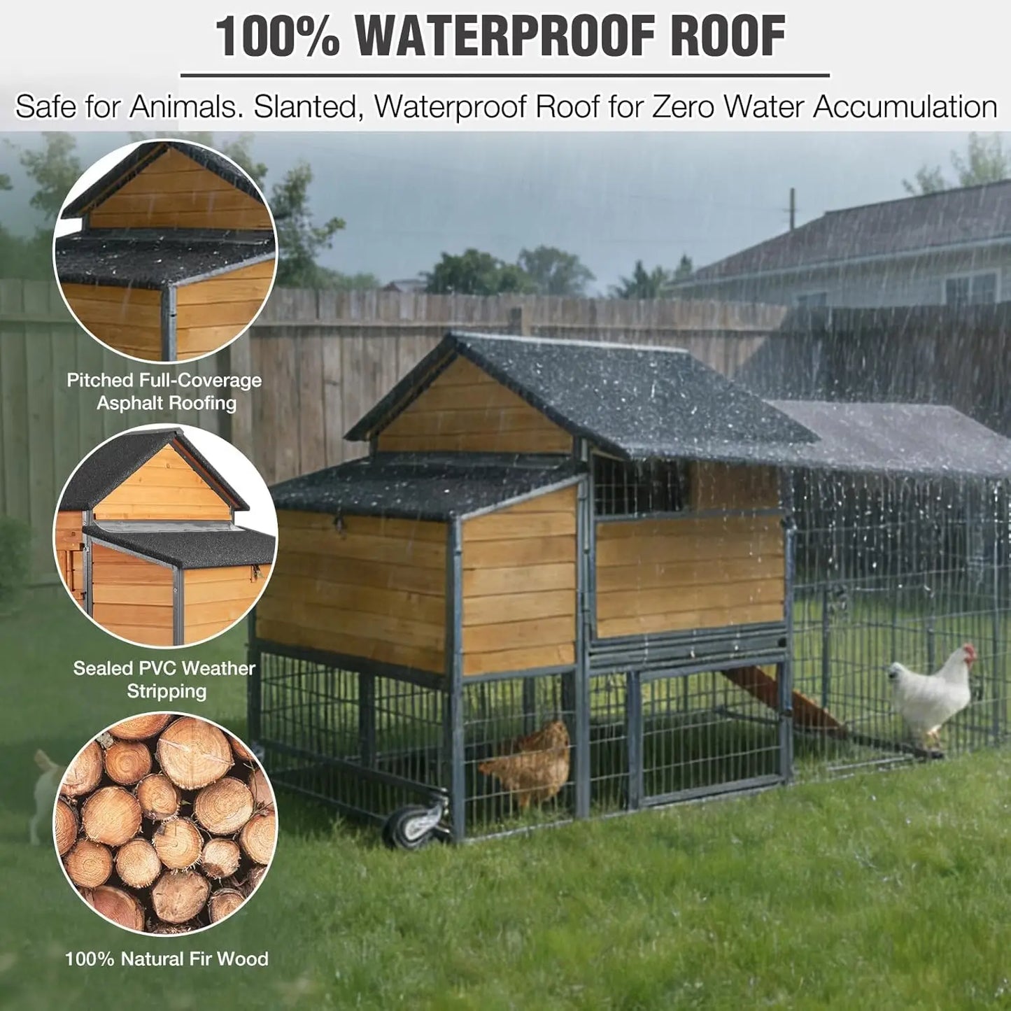 Mobile Chicken Coop With Run And Wheels Iron Frame