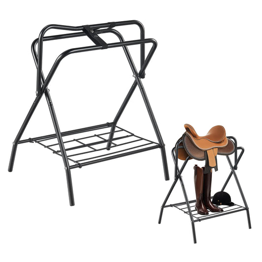 SucceBuy Folding Saddle Rack Freestanding for English and Western Saddles