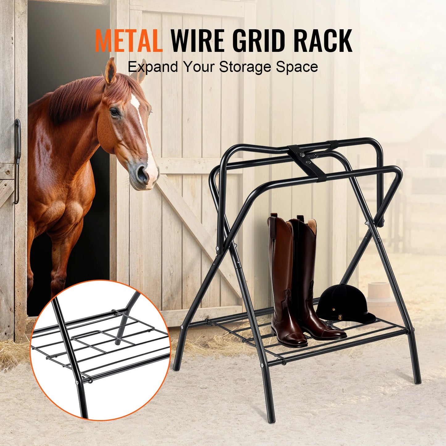 SucceBuy Folding Saddle Rack Freestanding for English and Western Saddles