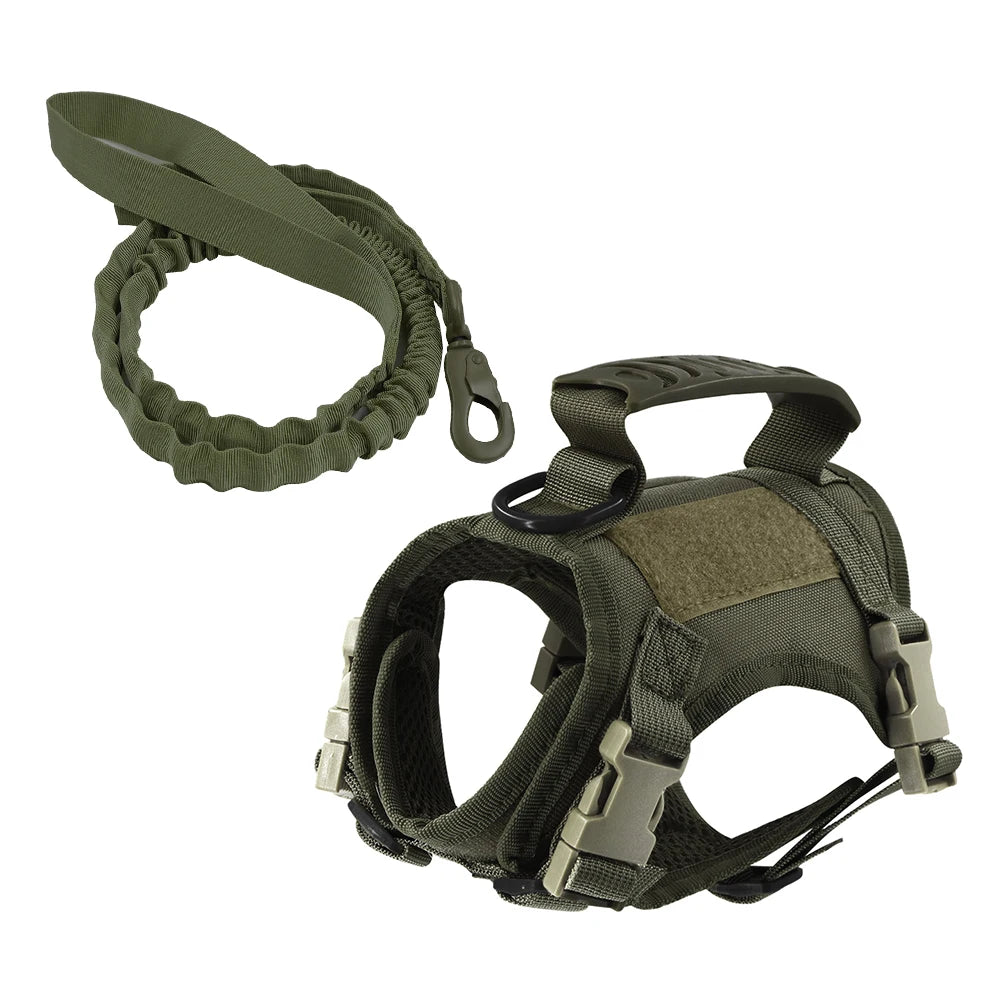 PetTravel Adjustable Tactical Harness and Leash Set for Puppies and Dogs