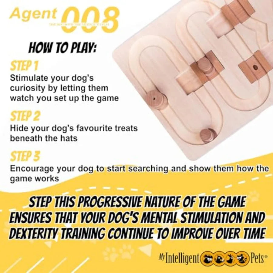 YAO HUI HUANG Agent 008 Interactive Wooden Puzzle Toy For Dogs Brain Game