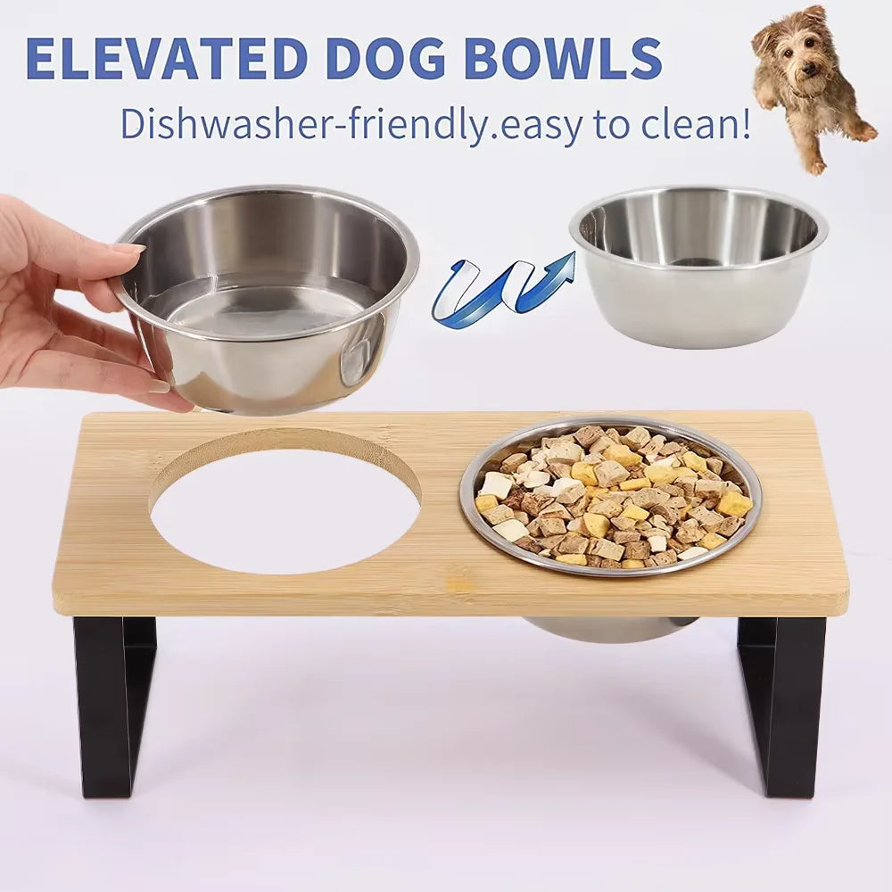 Elevated Cat Bowls 15 Degree Tilt With Stand Stainless Bowls