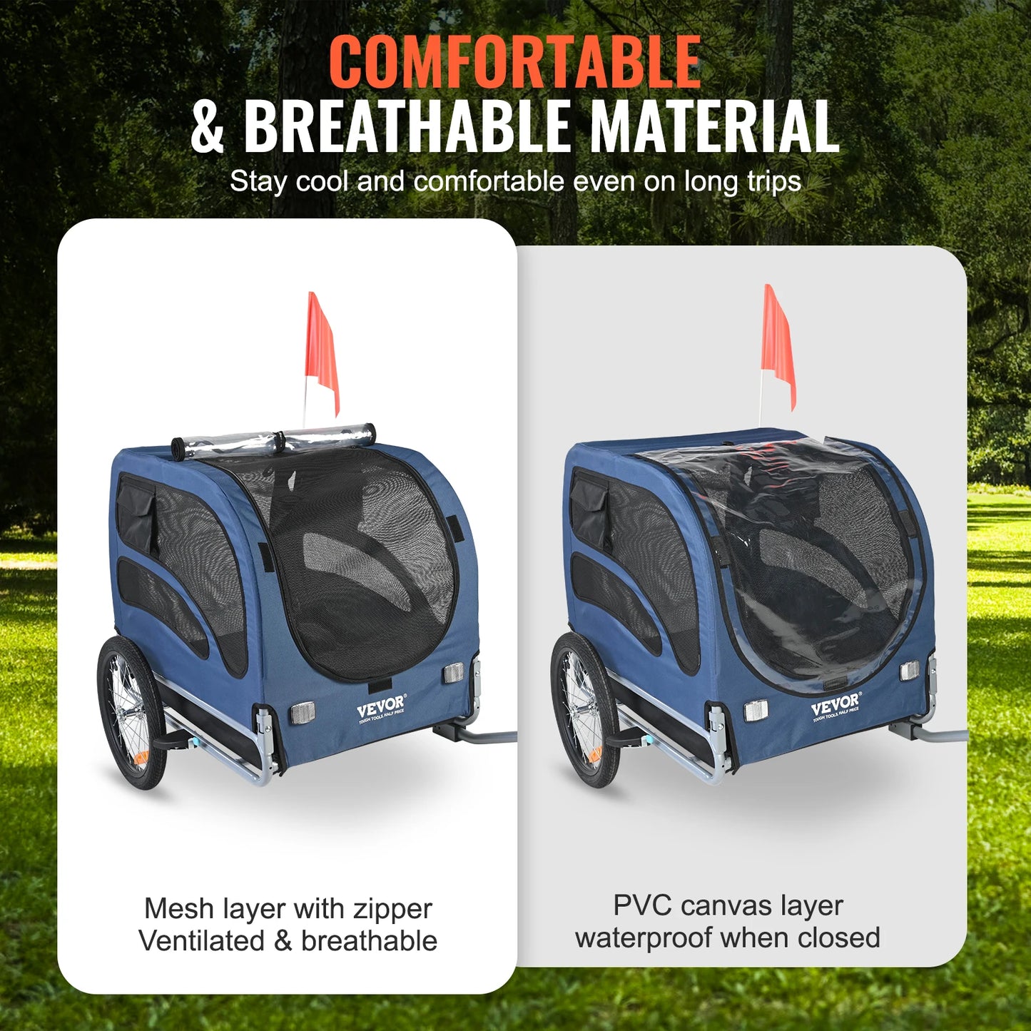 Universal Pet Bicycle Trailer Carrier For Dogs Travel With Reflectors