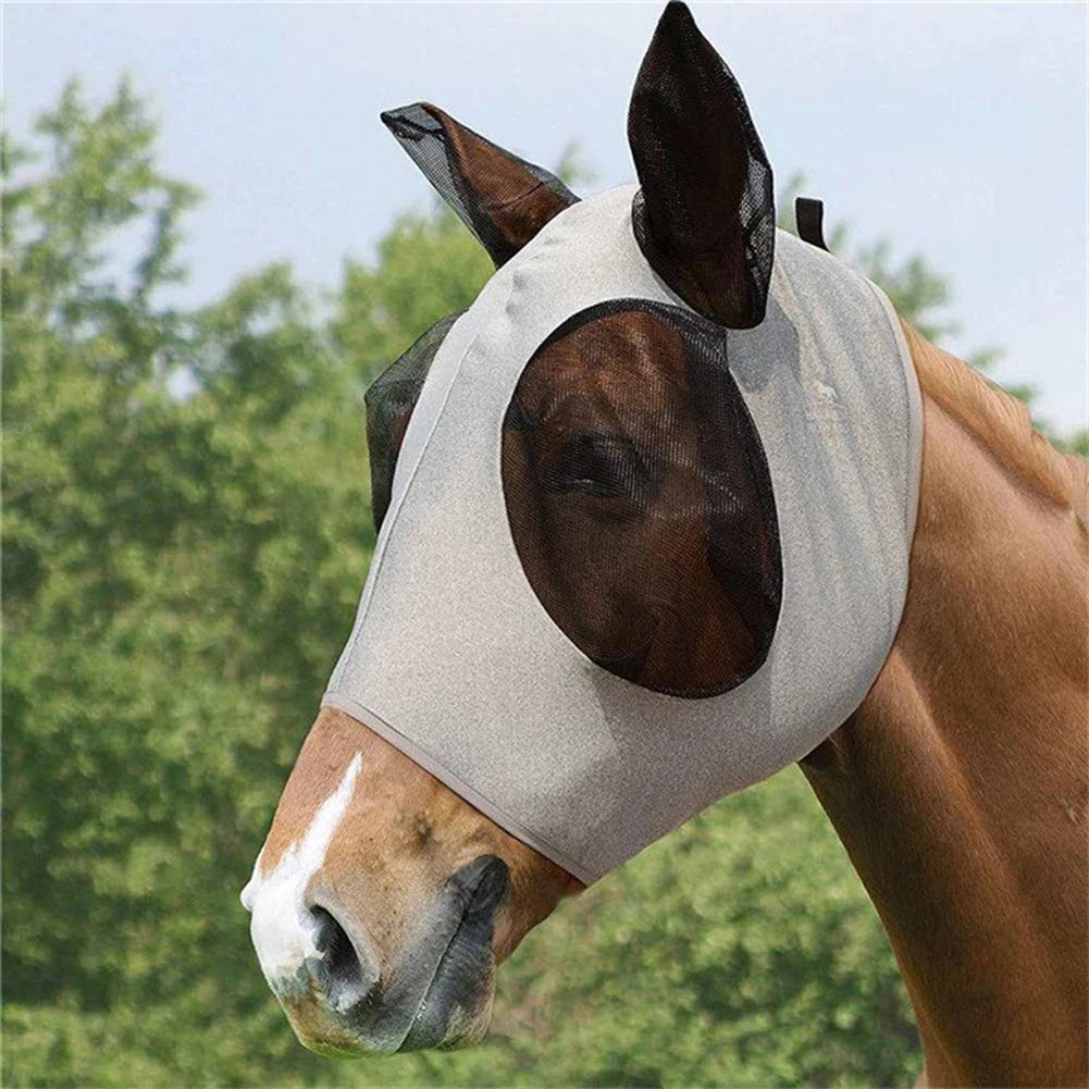 Anti Fly Stretchy Knitted Mesh Mask For Horse Ears Equestrian