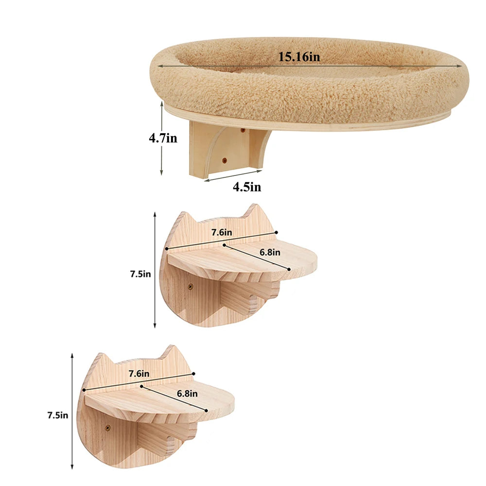 PETRAVEL Cat Wall Mounted Climbing Ladder Hammock Scratching Post