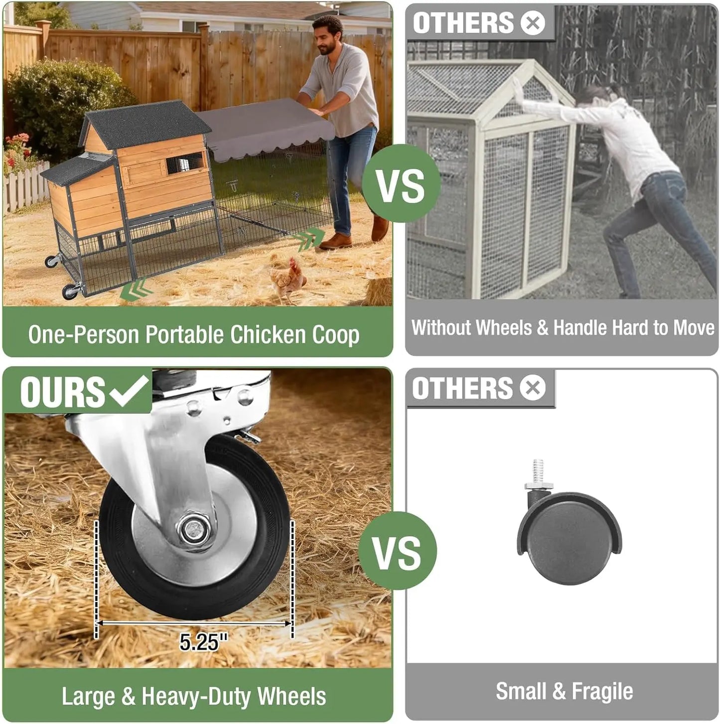 Mobile Chicken Coop With Run And Wheels Iron Frame