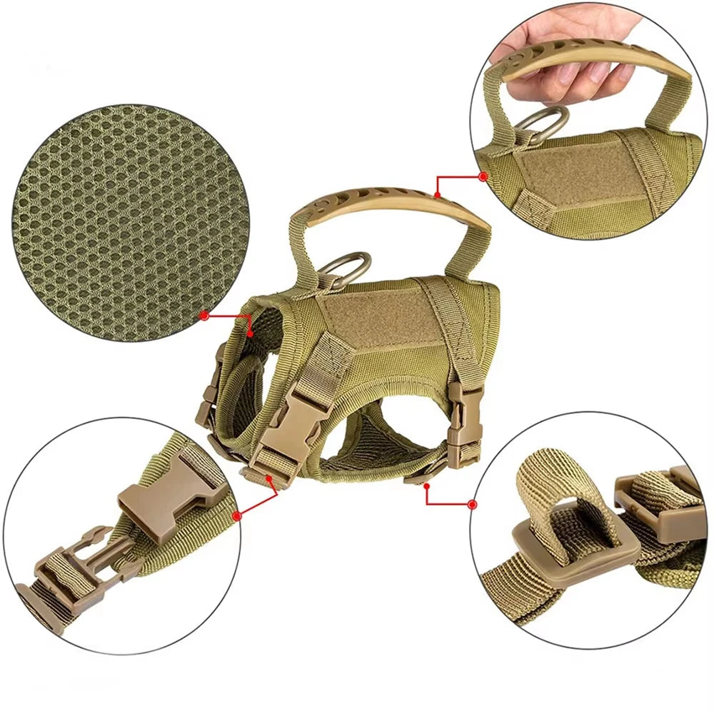 Cat Tactical Harness Durable Escape Proof Breathable Mesh Top Handle