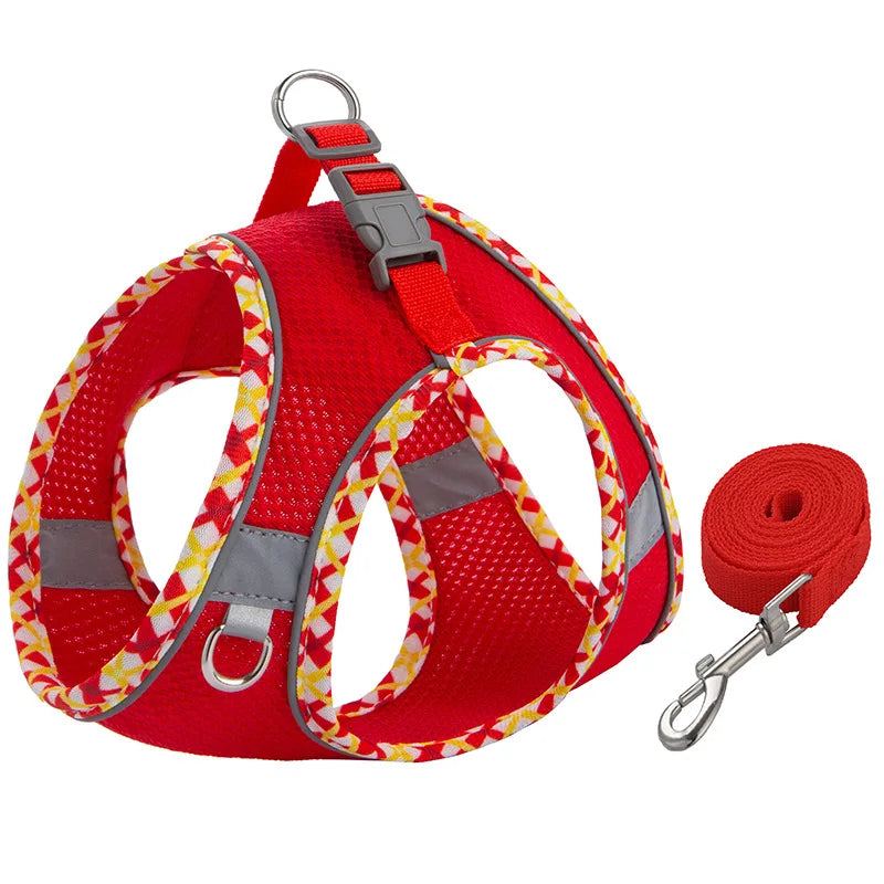 Dog Harness And Leash Set Reflective Adjustable Small Medium Dogs