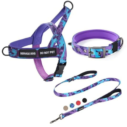 No Pull Dog Harness And Leash Set With Double Handle Car Seatbelt Clip